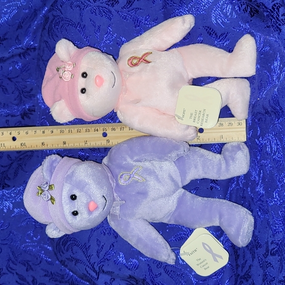 VTG Charity Bear Co. "Faith" & "Hope" Teddy Bears  (pair) for ♀️ Cancer Research - Picture 3 of 17